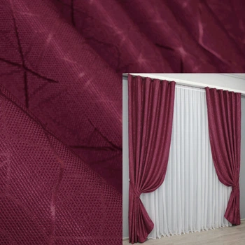 Комплект готовых штор VR-Textil Лен Саванна № 571ш Бордовый 150х270 см 2 шт (30-337)