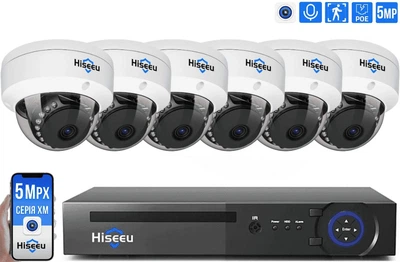 Комплект IP відеоспостереження Hiseeu 5мп POE 6 антивандальних камер з відереєстратором
