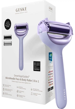 Электронный ролик для лица и тела с микроиглами GESKE MicroNeedle Face & Body Roller 8 в 1 фиолетовый