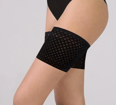 Бандалетки женские на бедра от натирания дышащие с перфорацией BANDELETTES LACE&SATIN STYLE SHATO XL Черный