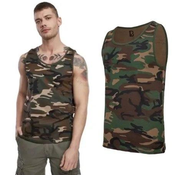 Тактическая майка, футболка без рукавов армейская 100% хлопка Brandit Tank Top Woodland M