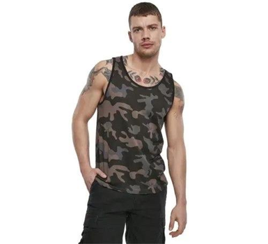 Тактична майка, футболка без рукавів армійська 100% бавовни Brandit Tank Top Dark Camo чорний мультикам 3XL