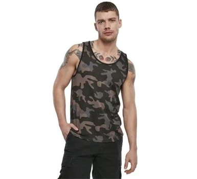 Тактична майка, футболка без рукавів армійська 100% бавовни Brandit Tank Top Dark Camo чорний мультикам 2XL