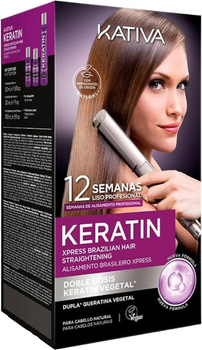 Набір для випрямлення волосся Kativa Keratin Smooth Brazilian Xpress Шампунь 50 мл + Маска 150 мл + Кондиціонер 30 мл (7750075063617)