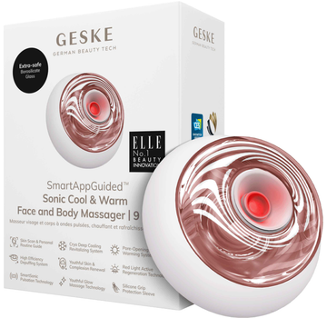 Звуковой массажер для лица и тела GESKE Sonic Cool & Warm Face and Body Massager 9 в 1 пудровый