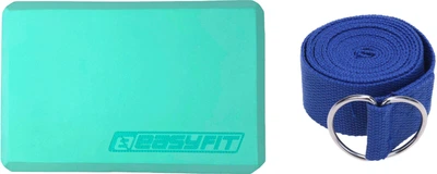 Набор Блок для йоги EasyFit мятный EF-1818-M (56000909) + Ремень для йоги и растяжки EasyFit EF-1830-BL Синий (56001294)