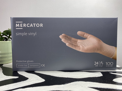 Виниловые перчатки Mercator Medical Simple vinyl, M (7-8), прозрачные, 100 шт/уп