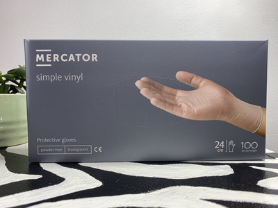 Виниловые перчатки Mercator Medical Simple vinyl, S (6-7), прозрачные, 100 шт/уп