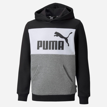 Bluza z kapturem chłopięca Puma ESS Block Hoodie FL B 84908101 152 cm Czarny/Biały (4064535880755)