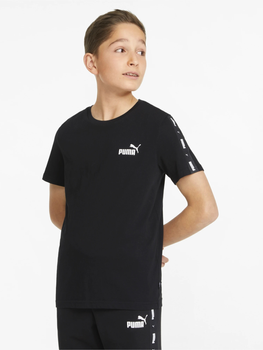 T-shirt chłopięcy sportowy Puma Ess Tape Tee B 84730001 128 cm Czarny (4064535664553)