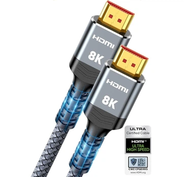Кабель Highwings HDMI 2.1 [Certified Ultra High Speed HDMI] 48Gbps 8K@60Hz 4K@120Hz 2м серый (HW-8K-2M-2P)