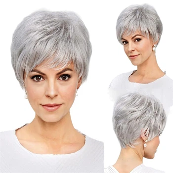 Парик короткий пепельный блонд, термоволокно DC Granny grey