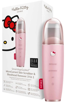 Микротоковый скрабер для кожи и устранения черных точек GESKE MicroCurrent Skin Scrubber & Blackhead Remover 9 в 1 Hello Kitty розовый