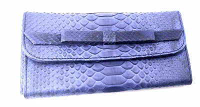 Кошелек из кожи питона (20х10х2 см) синий 32642A