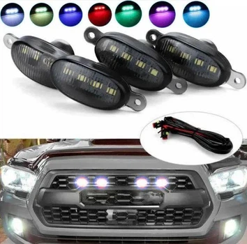 Светодиодные габаритные огни в решетку радиатора RGB 12V подсветка решетки радиатора с Bluetooth управлением (к-т 4шт.)