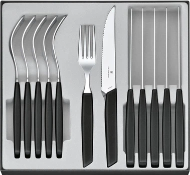 Набор столовых приборов Victorinox Swiss Modern Table Set 12 предметов с черной ручкой (6.9093.12W.12)