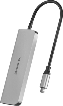 USB-хаб Real-El type C Multifunction HUB USB 3.0 with HDMI CQ-700 Space Grey (EL123110002)