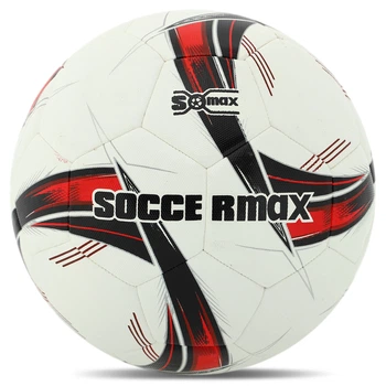 Мяч футбольный профессиональный №5 HYBRID SOCCERMAX (PU, белый-красный) (FB-4366_Белый-красный)