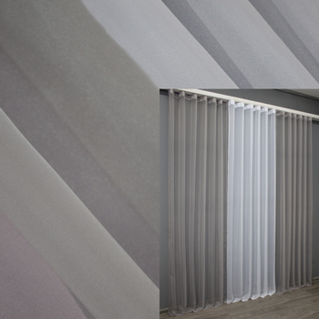 Декоративна гардина VR-Textil № 002дк шифон сірий з білим 300х250 (11-0050)