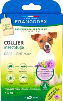 Laboratoire Francodex repellent collar нашийник з репелентною дією від бліх і кліщів для цуценят і собак малих порід (вагою 2-10 кг) з гераніолом, 35 см