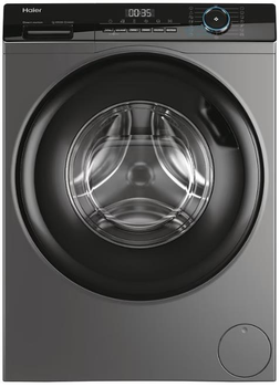 Пральна машина Haier фронтальна, 8кг, 1400, A+++, 56см, дисплей, пара, інвертор, люк чорний, прямий привід, cріблястий (HW80-B14939S8)