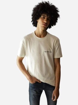 Koszulka męska bawełniana Calvin Klein Jeans J30J324671-CGA 2XL Beżowa (8720109353464)