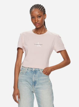 Koszulka damska bawełniana Calvin Klein Jeans J20J222564-TF6 M Jasnoróżowa (8720109340259)