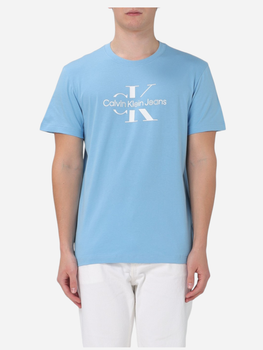 Koszulka męska bawełniana Calvin Klein Jeans J30J325190-CEZ S Błękitna (8720109341584)