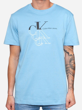 Koszulka męska bawełniana Calvin Klein Jeans J30J325352-CEZ XL Błękitna (8720109355468)