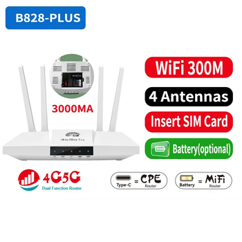 Wi-Fi роутер 4G CPE B828 Plus із вбудованим 4G модемом, Type C + аккумулятор на 3000 мАг