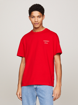 Koszulka męska bawełniana Tommy Jeans DM0DM18872-XNL M Czerwona (8720645845782)