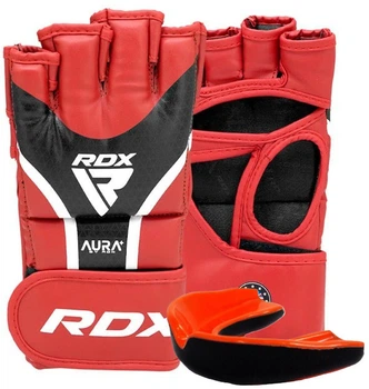Рукавиці для ММА RDX AURA PLUS T-17 XL капа у комплекті Red/Black (GGR-T17RB-XL+)