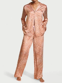 Піжама The Satin Long PJ Set Victoria's Secret Leopard розмір M