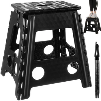Стул раскладной с ручкой (табурет-стремянка) Malatec 39 х 40 х 22 см Черный (18595)