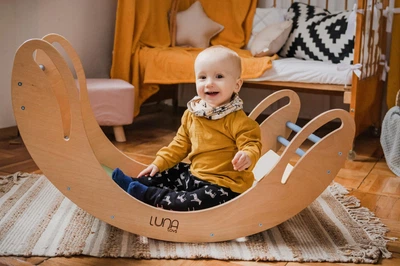 Дитяче ліжечко-качалка Smile Baby-boy colour. Luna Toys