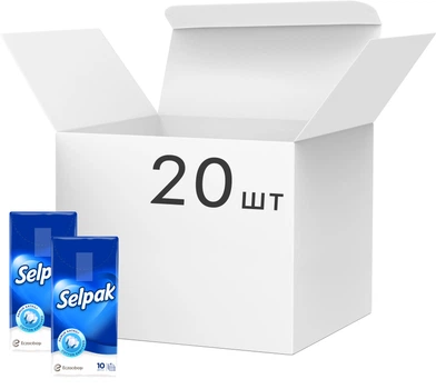 Упаковка Хустинок кишенькових гігієнічних Selpak стандарт 10х10 см 20 пачок по 10 шт (36360105)