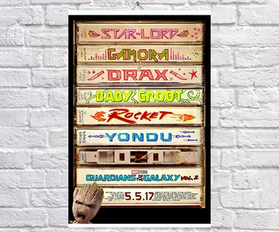 Постер BEGEMOT Вартові галактики Збірка касет з іменами героїв Guardians of the Galaxy 40x61 см (1120930)