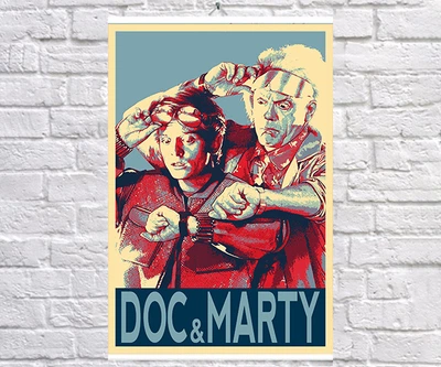 Постер плакат BEGEMOT Поп-Арт Док и Марти Назад в будущее Back To The Future 40x61 см (1121255)