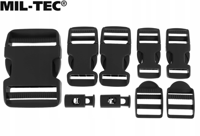 Набір фастексів Mil-Tec Пряжки 9шт. Чорні OD BUCKLE SET (13458002)