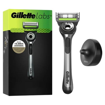 Станок для гоління чоловічий (Бритва) Gillette Labs з 1 змінним картриджем та підставкою на стіну Silver