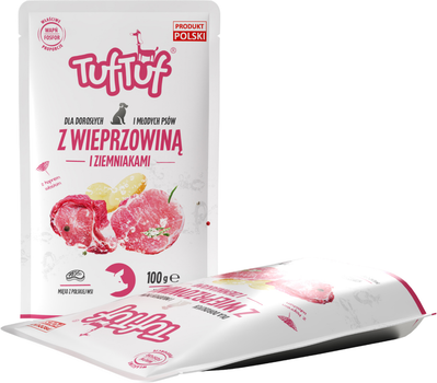 Mokra karma dla psów TufTuf Wieprzowina z ziemniakami 10x100 g (5903802473674)