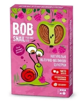Натуральні Яблучно-Малинові Цукерки ТМ BOB SNAIL 60 пастила без цукру Равлик Боб