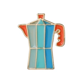 Брошь-значок BROCHE бижутерия Кофеварка гейзерная синяя BRGV114210