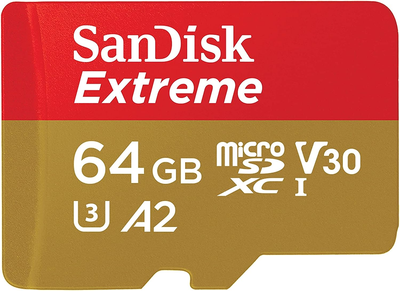 Карта памяти microSD 64Gb SanDisk Extreme + SD адаптер (SDSQXAH-064G-GN6MA)