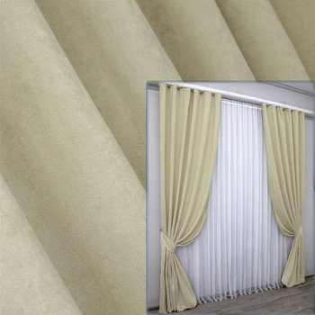 Комплект штор VR-Textil Мікровелюр Sparta Кремовий 150x285 см 2 шт (30-622)