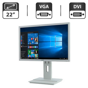 Монитор Acer Professional B226WL White / 22" (1680x1050) TN / VGA, DVI, DisplayPort / VESA 100x100 б/у