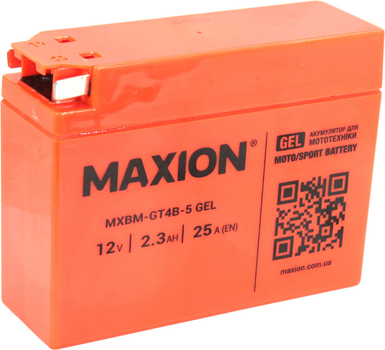 АКБ мото гелевий 12V 2,3-А/год R+ (Maxion) (113x49x85) GT4B-5 GEL