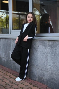 Подростковый костюм двойка, мод ДОЕ-2446, черный, рост 164-170