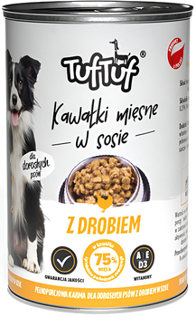 Вологий корм для собак TufTuf М'ясні шматочки з птицею 6x1250 г (5905342250067)