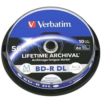 Dyski Verbatim BD-R DL 50GB 6x M-Disc Inkjet Printable Spindle 10 szt (0023942438472)